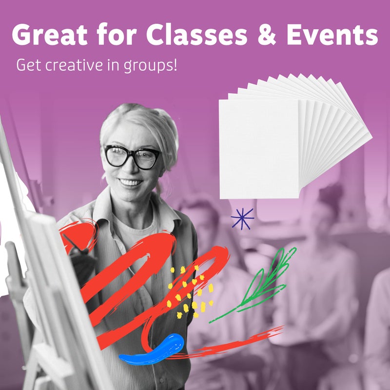 Artlicious Canvases for Painting - Pack of 12, 10 x 10 Inch Blank White Canvas Boards - 100% Cotton Art Panels for Oil, Acrylic & Watercolor Paint - Image 5